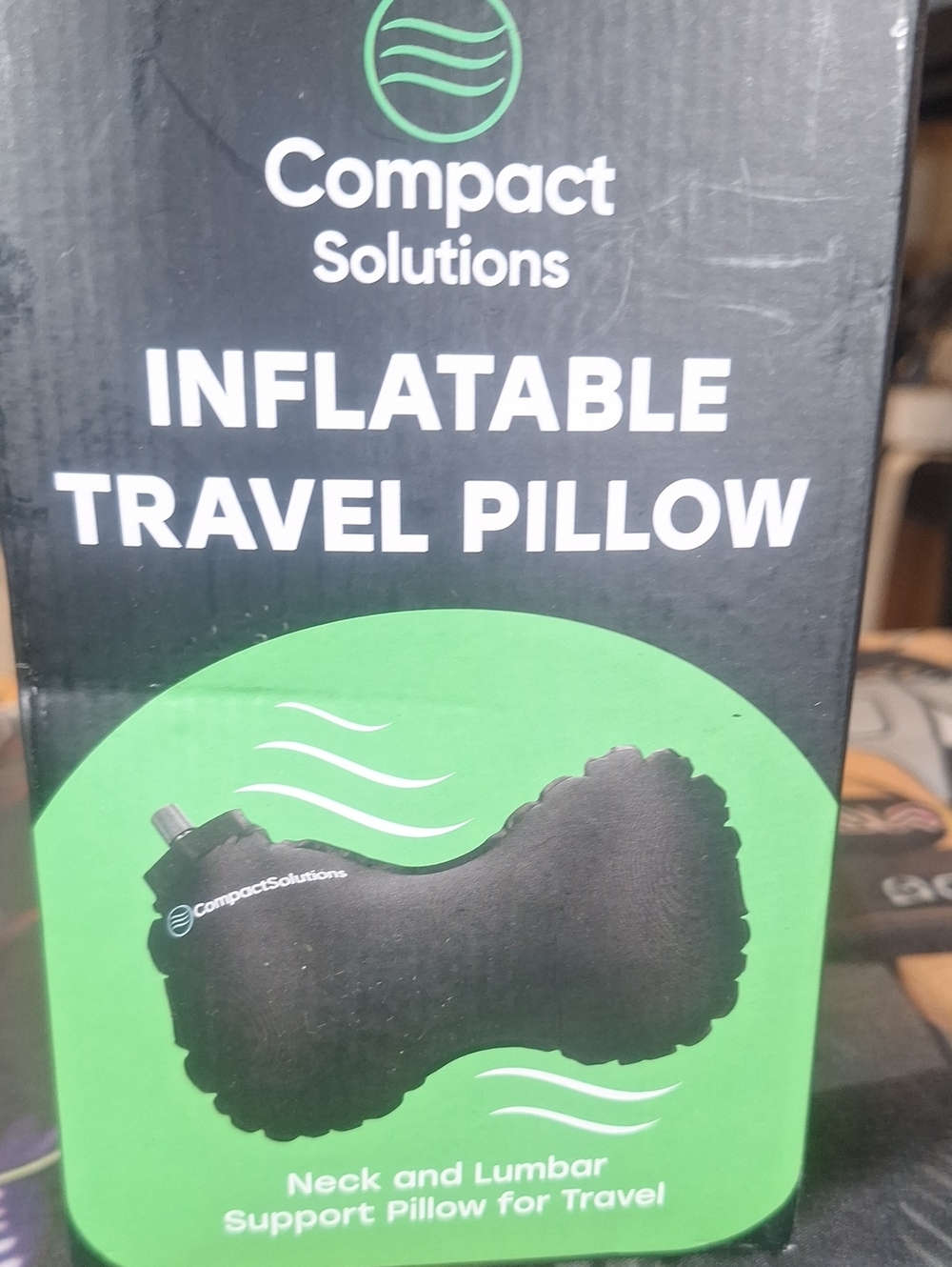 Compact Solutions Inflatable Travel Pillow - Black